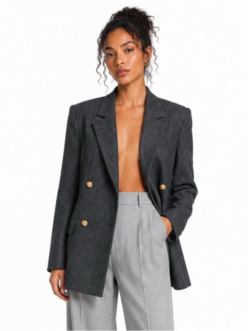 Sag Harbor Vintage Charcoal Double-Breasted Blazer